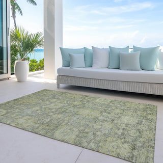 Piper Looms Chantille Damask ACN1105 Sage Machine Washable Area Rug Outdoor Lifestyle Image Feature