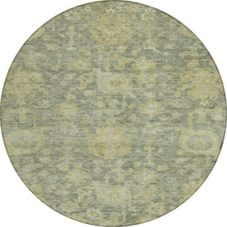 Piper Looms Chantille Damask ACN1105 Sage Machine Washable Area Rug Round Main Image