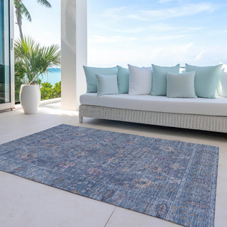 Piper Looms Chantille Global ACN1106 Blue Machine Washable Area Rug Outdoor Lifestyle Image Feature