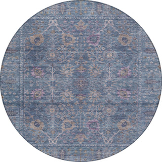 Piper Looms Chantille Global ACN1106 Blue Machine Washable Area Rug Round Main Image