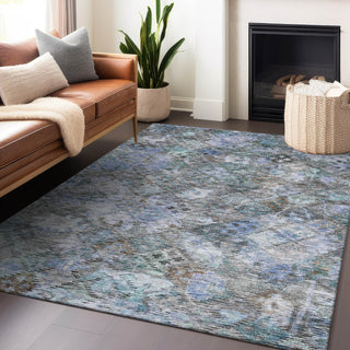 Piper Looms Chantille Global ACN1109 Blue Machine Washable Area Rug Lifestyle Image Feature