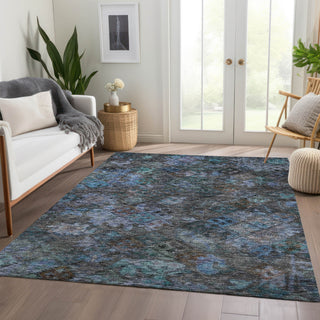 Piper Looms Chantille Global ACN1109 Teal Machine Washable Area Rug Lifestyle Image Feature