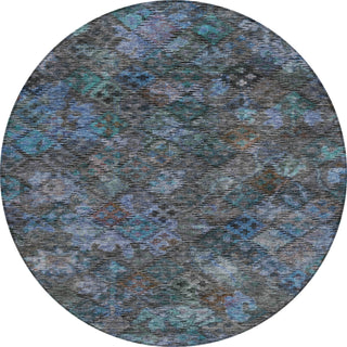 Piper Looms Chantille Global ACN1109 Teal Machine Washable Area Rug Round Main Image