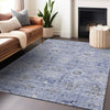 Piper Looms Chantille Damask ACN1110 Blue Machine Washable Area Rug Lifestyle Image Feature