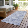 Piper Looms Chantille Damask ACN1110 Blue Machine Washable Area Rug Runner Outdoor Lifestyle Image Feature