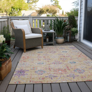 Piper Looms Chantille Damask ACN1110 Orange Machine Washable Area Rug Outdoor Lifestyle Image Feature