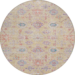 Piper Looms Chantille Damask ACN1110 Orange Machine Washable Area Rug Round Main Image