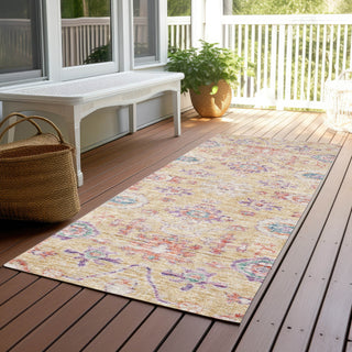 Piper Looms Chantille Damask ACN1110 Orange Machine Washable Area Rug Runner Outdoor Lifestyle Image Feature