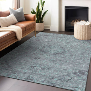 Piper Looms Chantille Global ACN1111 Teal Machine Washable Area Rug Lifestyle Image Feature