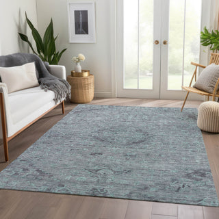 Piper Looms Chantille Global ACN1111 Teal Machine Washable Area Rug Lifestyle Image Feature