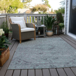 Piper Looms Chantille Global ACN1111 Teal Machine Washable Area Rug Outdoor Lifestyle Image Feature
