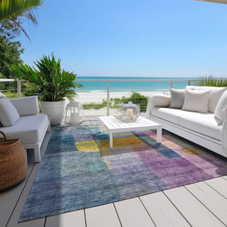 Piper Looms Chantille Modern ACN1113 Blue Machine Washable Area Rug Outdoor Lifestyle Image Feature