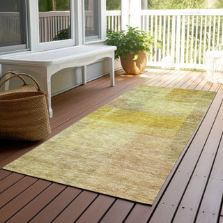 Piper Looms Chantille Modern ACN1113 Gold Machine Washable Area Rug Runner Outdoor Lifestyle Image Feature