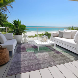 Piper Looms Chantille Modern ACN1113 Purple Machine Washable Area Rug Outdoor Lifestyle Image Feature
