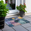 Piper Looms Chantille Geometric ACN1114 Blue Machine Washable Area Rug Scatter Outdoor Lifestyle Image Feature