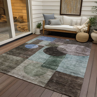 Piper Looms Chantille Geometric ACN1114 Brown Machine Washable Area Rug Outdoor Lifestyle Image Feature