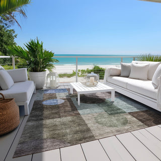 Piper Looms Chantille Geometric ACN1114 Brown Machine Washable Area Rug Outdoor Lifestyle Image Feature
