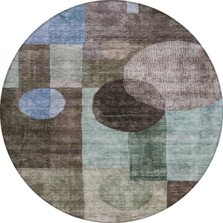 Piper Looms Chantille Geometric ACN1114 Brown Machine Washable Area Rug Round Main Image