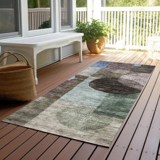 Piper Looms Chantille Geometric ACN1114 Brown Machine Washable Area Rug Runner Outdoor Lifestyle Image Feature