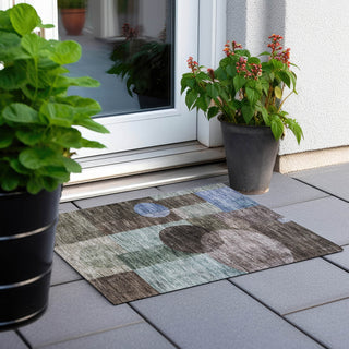 Piper Looms Chantille Geometric ACN1114 Brown Machine Washable Area Rug Scatter Outdoor Lifestyle Image Feature