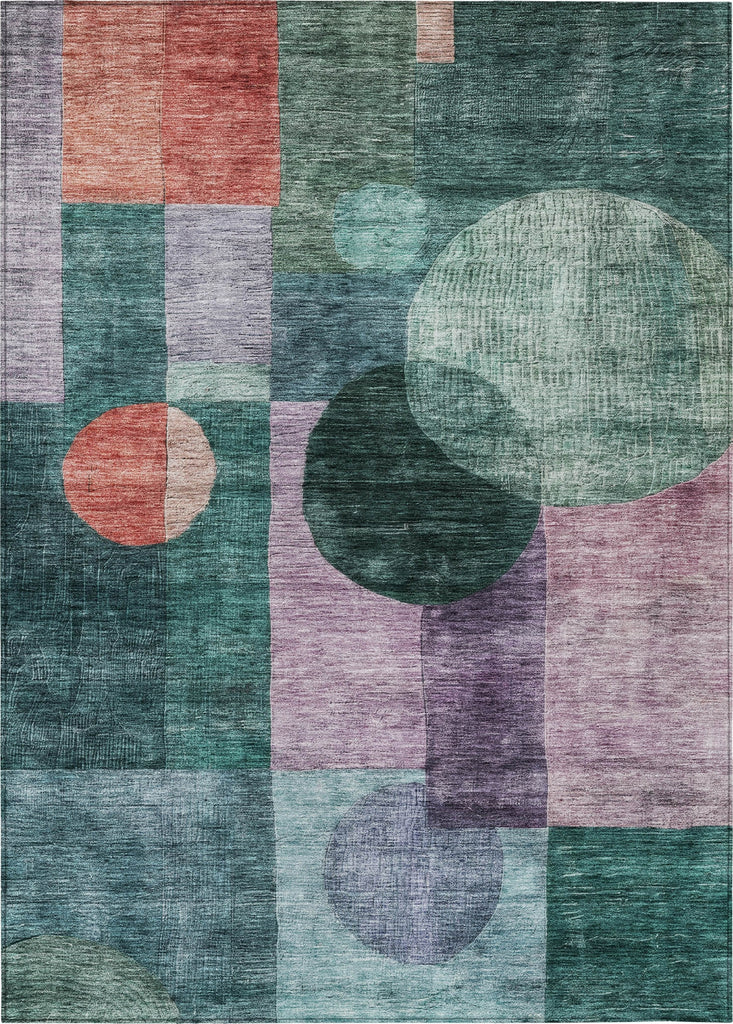 Piper Looms Chantille Geometric ACN1114 Green Machine Washable Area Rug main image