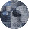 Piper Looms Chantille Geometric ACN1114 Navy Machine Washable Area Rug Round Main Image