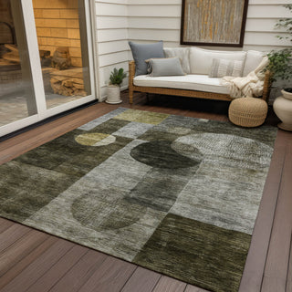 Piper Looms Chantille Geometric ACN1114 Taupe Machine Washable Area Rug Outdoor Lifestyle Image Feature