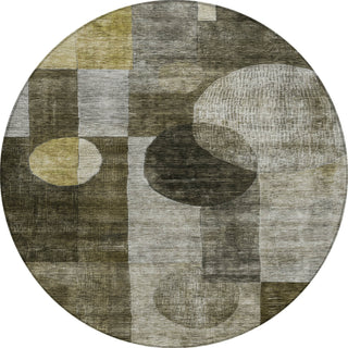 Piper Looms Chantille Geometric ACN1114 Taupe Machine Washable Area Rug Round Main Image