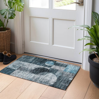 Piper Looms Chantille Geometric ACN1114 Teal Machine Washable Area Rug Scatter Lifestyle Image Feature