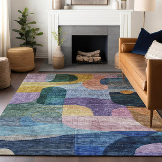 Piper Looms Chantille Modern ACN1115 Blue Machine Washable Area Rug Lifestyle Image Feature