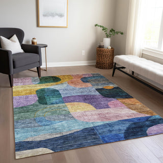Piper Looms Chantille Modern ACN1115 Blue Machine Washable Area Rug Lifestyle Image Feature