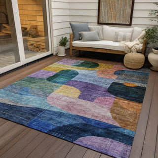 Piper Looms Chantille Modern ACN1115 Blue Machine Washable Area Rug Outdoor Lifestyle Image Feature