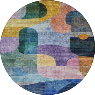 Piper Looms Chantille Modern ACN1115 Blue Machine Washable Area Rug Round Main Image