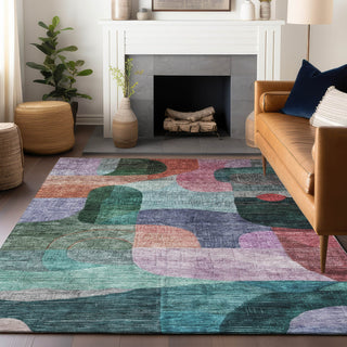 Piper Looms Chantille Modern ACN1115 Green Machine Washable Area Rug Lifestyle Image Feature