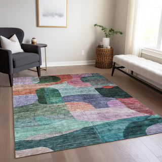 Piper Looms Chantille Modern ACN1115 Green Machine Washable Area Rug Lifestyle Image Feature