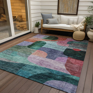Piper Looms Chantille Modern ACN1115 Green Machine Washable Area Rug Outdoor Lifestyle Image Feature
