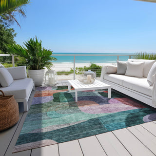 Piper Looms Chantille Modern ACN1115 Green Machine Washable Area Rug Outdoor Lifestyle Image Feature