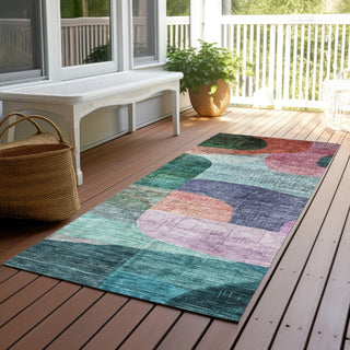 Piper Looms Chantille Modern ACN1115 Green Machine Washable Area Rug Runner Outdoor Lifestyle Image Feature