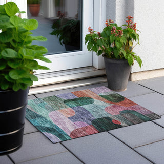 Piper Looms Chantille Modern ACN1115 Green Machine Washable Area Rug Scatter Outdoor Lifestyle Image Feature