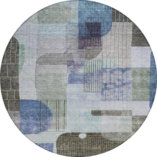 Piper Looms Chantille Modern ACN1116 Blue Machine Washable Area Rug Round Main Image
