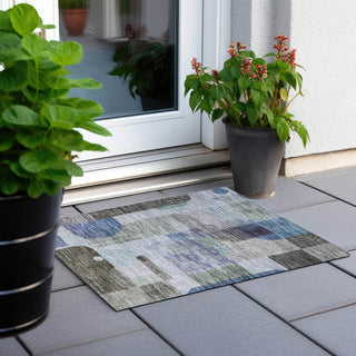 Piper Looms Chantille Modern ACN1116 Blue Machine Washable Area Rug Scatter Outdoor Lifestyle Image Feature