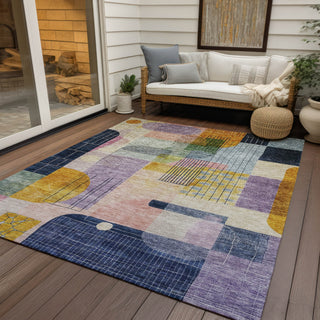 Piper Looms Chantille Modern ACN1116 Plum Machine Washable Area Rug Outdoor Lifestyle Image Feature