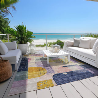Piper Looms Chantille Modern ACN1116 Plum Machine Washable Area Rug Outdoor Lifestyle Image Feature