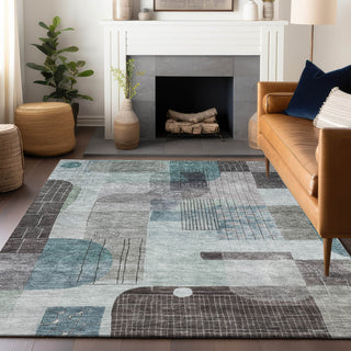 Piper Looms Chantille Modern ACN1116 Teal Machine Washable Area Rug Lifestyle Image Feature