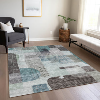 Piper Looms Chantille Modern ACN1116 Teal Machine Washable Area Rug Lifestyle Image Feature