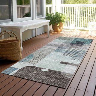 Piper Looms Chantille Modern ACN1116 Teal Machine Washable Area Rug Runner Outdoor Lifestyle Image Feature