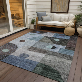 Piper Looms Chantille Geometric ACN1117 Blue Machine Washable Area Rug Outdoor Lifestyle Image Feature