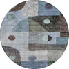 Piper Looms Chantille Geometric ACN1117 Blue Machine Washable Area Rug Round Main Image