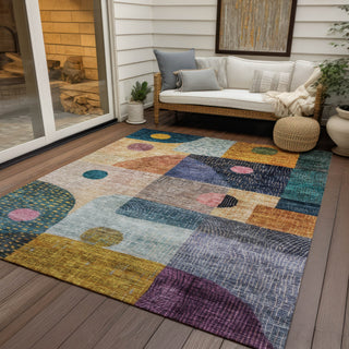 Piper Looms Chantille Geometric ACN1117 Green Machine Washable Area Rug Outdoor Lifestyle Image Feature