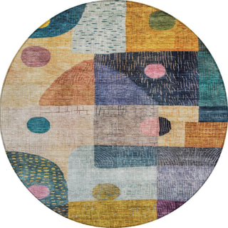 Piper Looms Chantille Geometric ACN1117 Green Machine Washable Area Rug Round Main Image